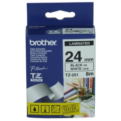 Páska Brother 24mm TZE251, čierna na bielu 