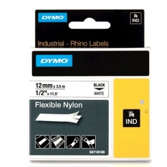 Páska Dymo 12mm 18758, PROFI D1 RHINO čierna na bielu Flexible Nylon